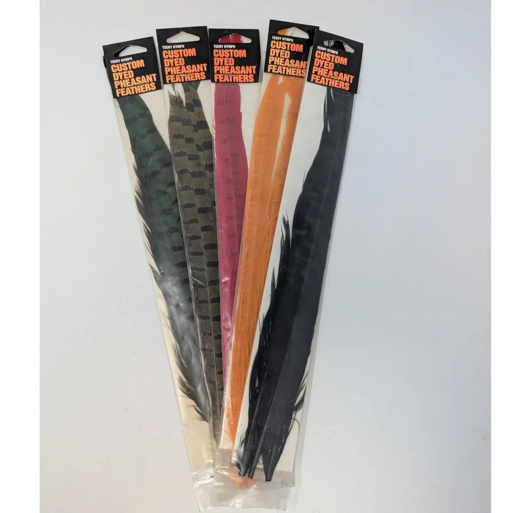 Vintage Jim Teeny Nymph Custom Dyed Pheasant Feathers 5 Pack Lot Made in USA